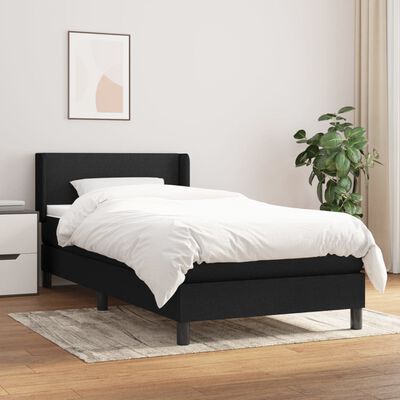 vidaXL Cama box spring con colchón tela negro 80x200 cm