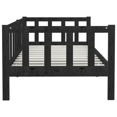 vidaXL Cama de día de madera maciza de pino negro 90x200 cm