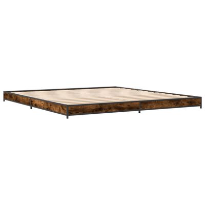 vidaXL Estructura cama madera ingeniería metal roble ahumado 200x200cm