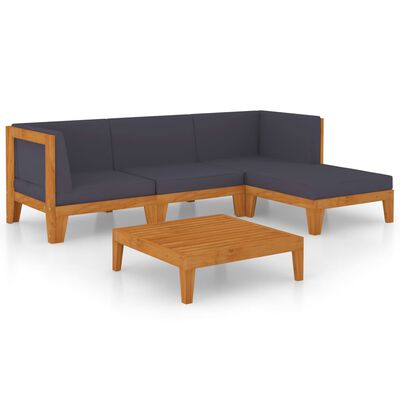 vidaXL Juego muebles de jardín y cojines 5 pzas madera maciza acacia