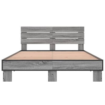 vidaXL Estructura cama madera ingeniería metal gris Sonoma 120x200 cm