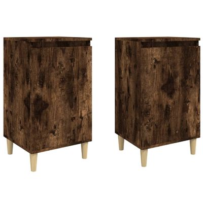 vidaXL Mesitas noche 2 uds madera contrachapada roble humo 40x35x70 cm