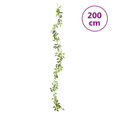 vidaXL Guirnaldas de flores artificiales 6 uds blanco 200 cm