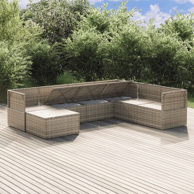 vidaXL Set de muebles de jardín 7 pzas y cojines ratán sintético gris