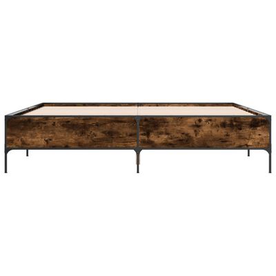 vidaXL Estructura cama madera ingeniería metal roble ahumado 180x200cm