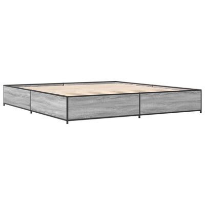 vidaXL Estructura cama madera ingeniería metal gris Sonoma 160x200 cm