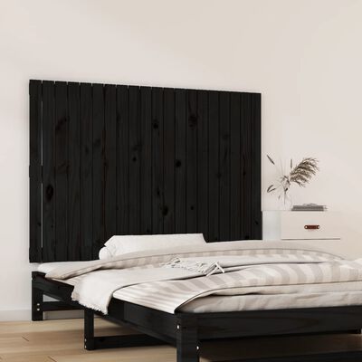 vidaXL Cabecero de cama de pared madera maciza pino negro 127,5x3x90cm