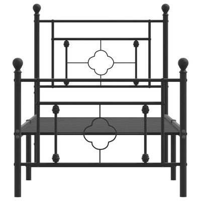 vidaXL Estructura de cama con cabecero y estribo metal negro 80x200 cm