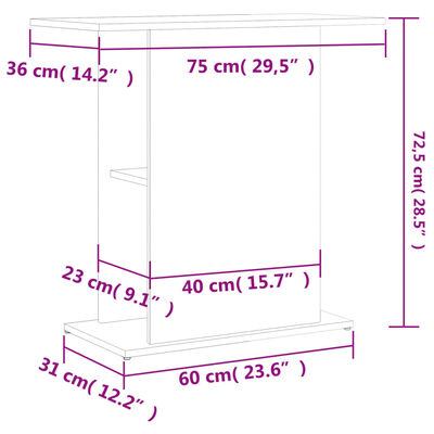 vidaXL Soporte de acuario madera ingeniería gris hormigón 75x36x72,5cm