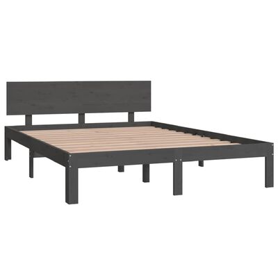 vidaXL Estructura de cama madera maciza de pino gris 140x200 cm