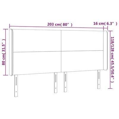 vidaXL Cabecero con LED de tela azul 203x16x118/128 cm