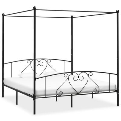 vidaXL Estructura cama con dosel sin colchón metal negro 180x200 cm