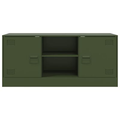 vidaXL Mueble de TV de acero verde oliva 99x39x44 cm