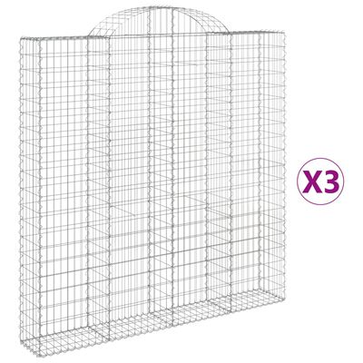 vidaXL Cestas de gaviones 3 uds forma de arco hierro 200x30x200/220 cm