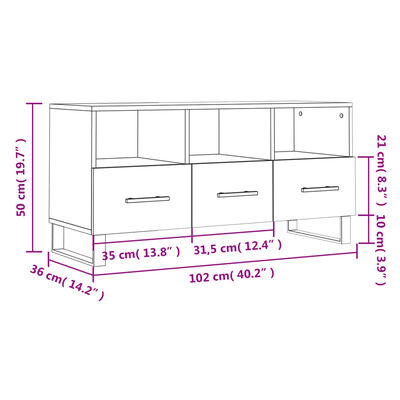 vidaXL Mueble de TV madera de ingeniería roble Sonoma 102x36x50 cm