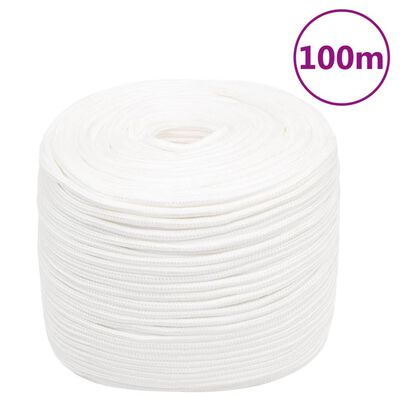 vidaXL Cuerda de barco polipropileno blanco intenso 6 mm 100 m