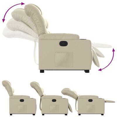 vidaXL Sillón reclinable elevable cuero artificial color crema