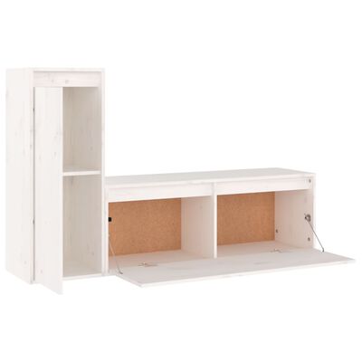 vidaXL Muebles para TV 2 piezas madera maciza de pino blanco