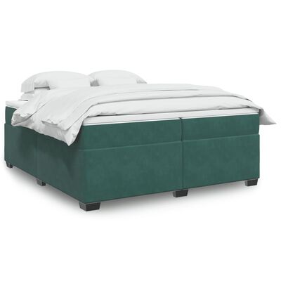 vidaXL Cama box spring con colchón terciopelo verde oscuro 200x200 cm