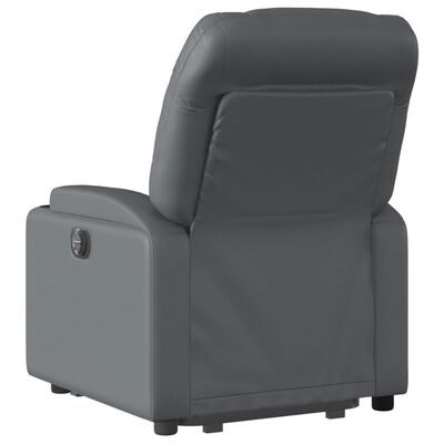 vidaXL Sillón reclinable elevable eléctrico de cuero sintético gris