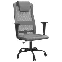 vidaXL Silla de oficina altura ajustable tela malla y cuero PE gris