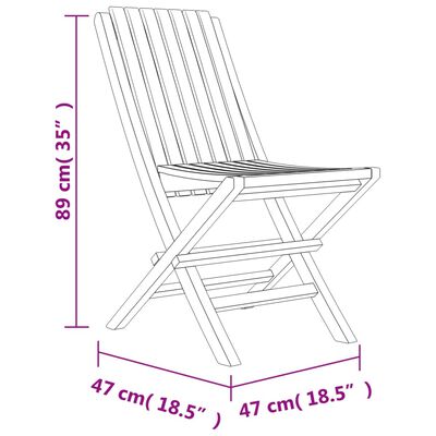 vidaXL Sillas de jardín plegables 8 uds madera maciza teca 47x47x89 cm