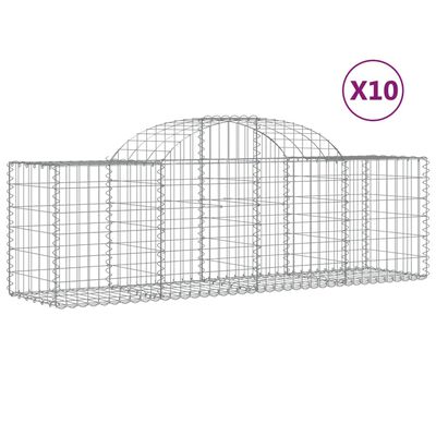 vidaXL Cestas de gaviones 10 uds forma de arco hierro 200x50x60/80 cm