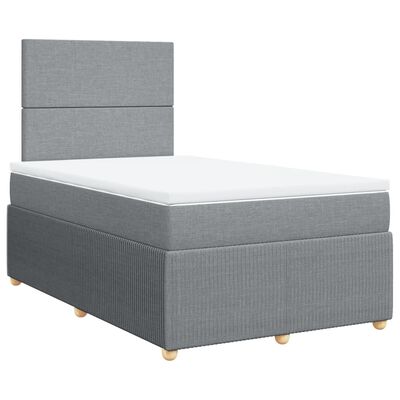 vidaXL Cama box spring con colchón tela gris claro 120x200 cm