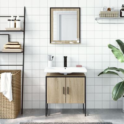 vidaXL Set de muebles de baño 2 pzas madera de ingeniería roble sonoma