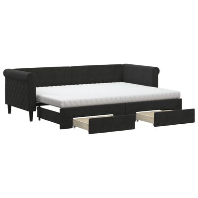 vidaXL Sofá cama nido con cajones terciopelo negro 80x200 cm