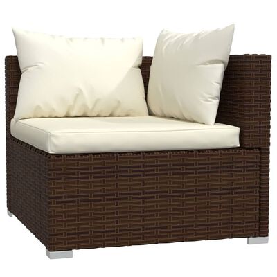 vidaXL Set muebles de jardín 13 pzas y cojines ratán sintético marrón