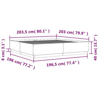 vidaXL Estructura de cama con luces LED madera roble Sonoma 200x200 cm