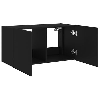 vidaXL Mueble de TV de pared con luces LED negro 80x35x41 cm