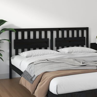 vidaXL Cabecero de cama madera maciza de pino negro 185,5x4x100 cm