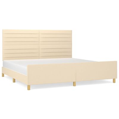 vidaXL Estructura de cama con cabecero de tela color crema 200x200 cm