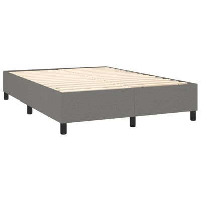 vidaXL Cama box spring con colchón tela gris oscuro 140x190 cm