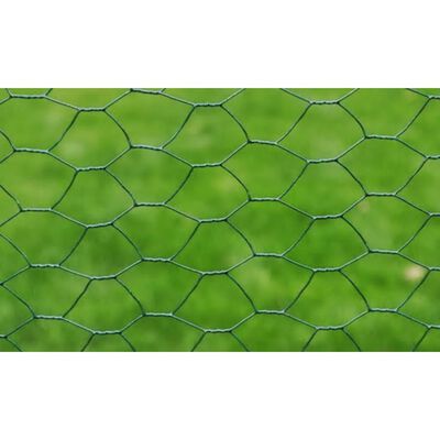 vidaXL Alambrada de gallinero con revestimiento PVC verde 25x0,5 m