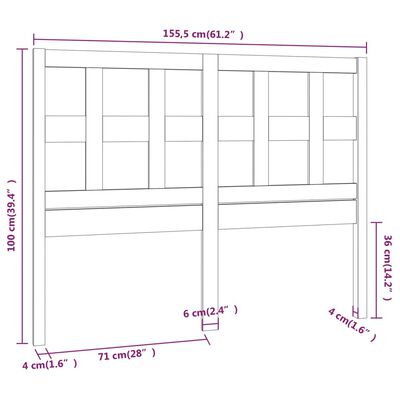 vidaXL Cabecero de cama madera maciza de pino blanco 155,5x4x100 cm