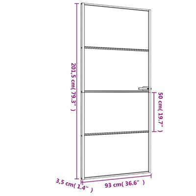 vidaXL Puerta interior delgada negra vidrio y aluminio 93x201,5 cm