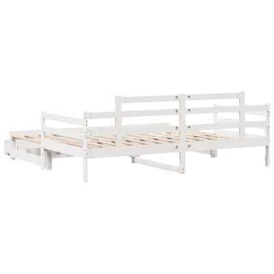 vidaXL Sofá cama nido con cajones madera maciza pino blanca 80x200 cm