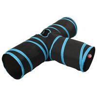 vidaXL Túnel para gatos 3 vías negro y azul poliéster 90 cm