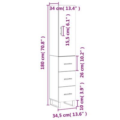 vidaXL Aparador de madera contrachapada roble ahumado 34,5x34x180 cm