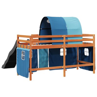 vidaXL Cama alta para niños con túnel madera pino azul 80x200 cm