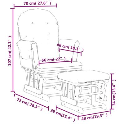 vidaXL Sillón de lactancia con taburete tela gris claro