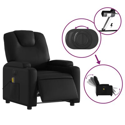 vidaXL Sillón de masaje reclinable eléctrico cuero sintético negro