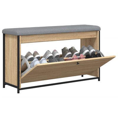 vidaXL Banco zapatero con cajón abatible roble Sonoma 102x32x56 cm