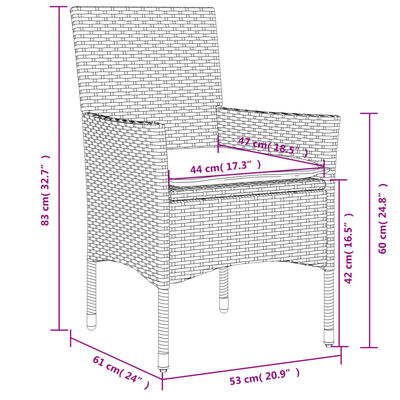 vidaXL Set comedor jardín 9 pzas y cojines ratán sintético vidrio gris