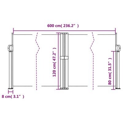 vidaXL Toldo lateral retráctil rojo 120x600 cm