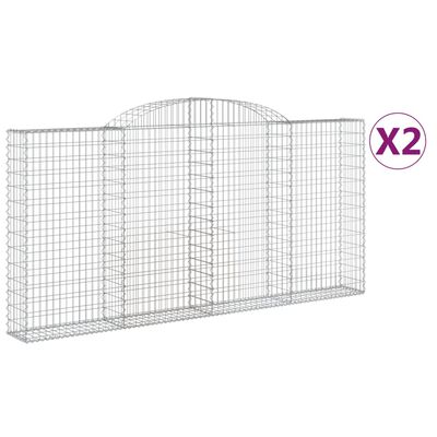 vidaXL Cestas de gaviones 2 uds forma de arco hierro 300x30x140/160 cm