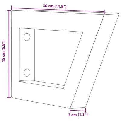 vidaXL Soportes estante de lavabo 2 unidades trapecio acero blanco